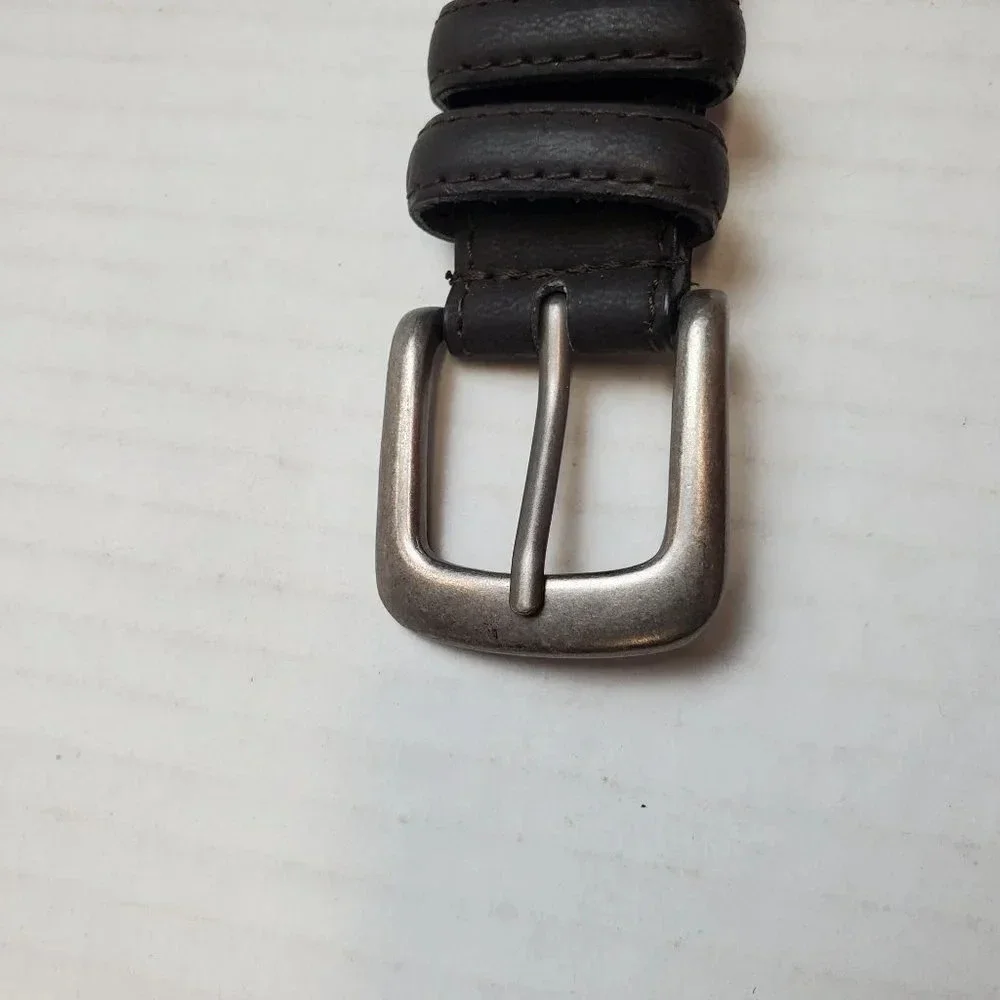 Kid's Boy's Dark Brown Silver Buckle Genuine‎ Bonded Leather Dress Belt Size 20